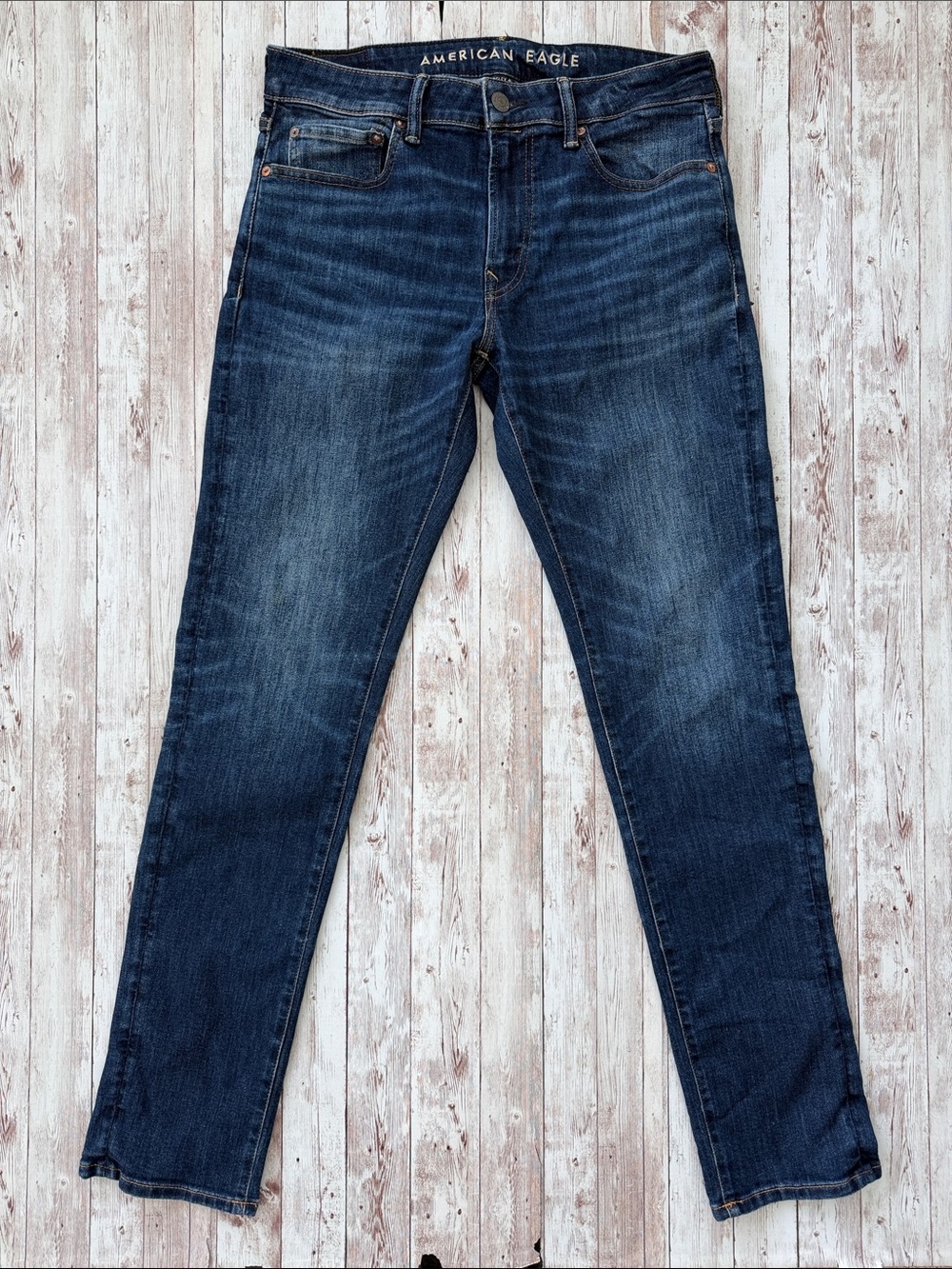 American Eagle Men's Slim Dark Blue Jeans Denim 32 x 34 Long Wash Airflex+